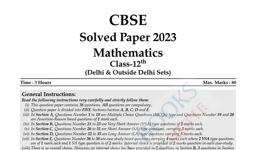 CBSE Solved Paper 2023 Mathematics Class-12th